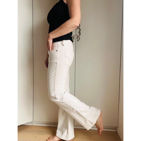 Y2K Low Rise Corduroy Flared Pants Off White Size 29 low Fit Wide legs Fall - Picture 9 of 10